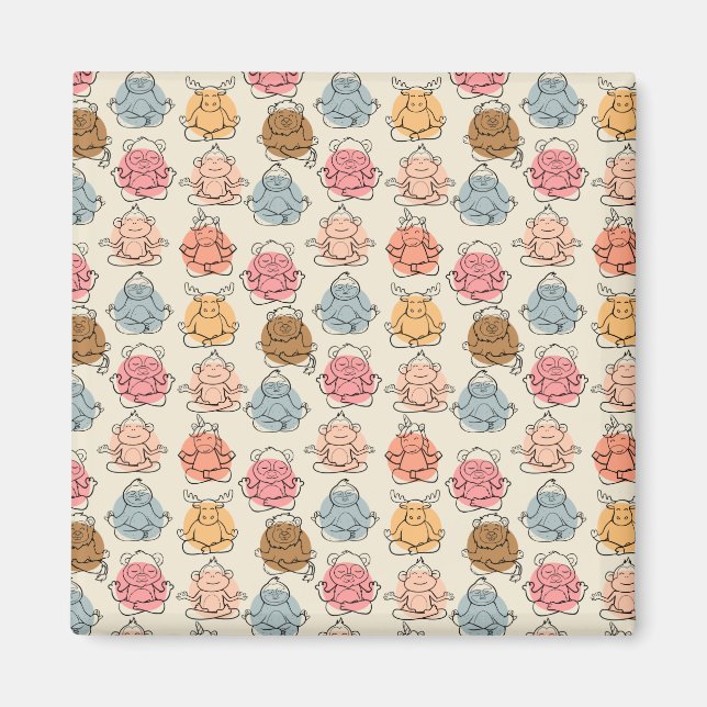 Yoga poses pattern | Yoga seamless pattern 42 Magnet (Front)