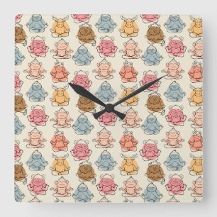Yoga poses pattern Yoga seamless pattern 42 Square Wall Clock