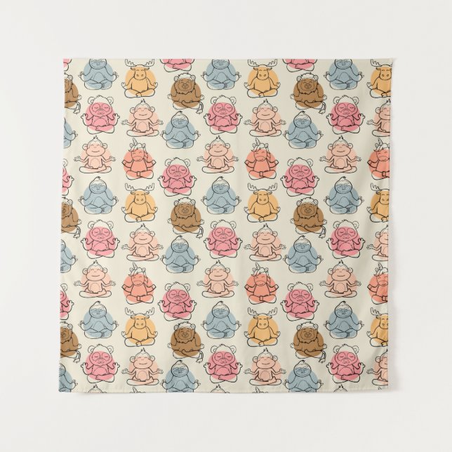 Yoga poses pattern | Yoga seamless pattern 42 Tapestry (Front)