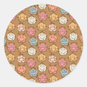 Yoga poses pattern   Yoga seamless pattern 43 Classic Round Sticker