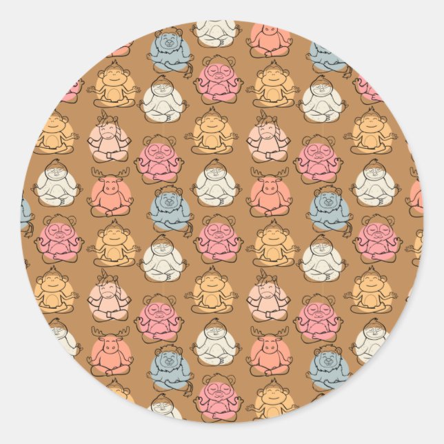 Yoga poses pattern | Yoga seamless pattern 43 Classic Round Sticker (Front)