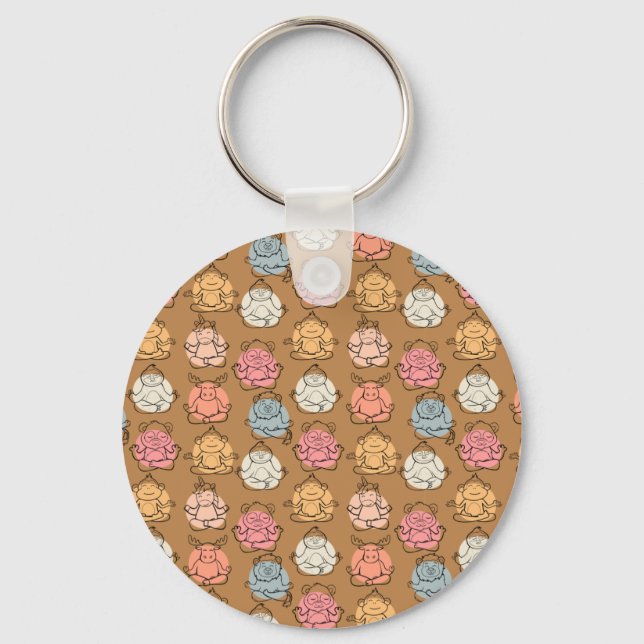 Yoga poses pattern | Yoga seamless pattern 43 Key Ring (Front)