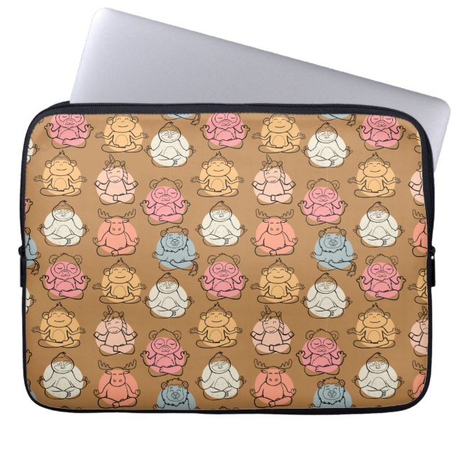 Yoga poses pattern | Yoga seamless pattern 43 Laptop Sleeve (Front)