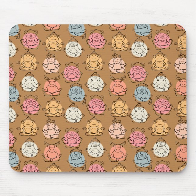 Yoga poses pattern | Yoga seamless pattern 43 Mouse Mat (Front)