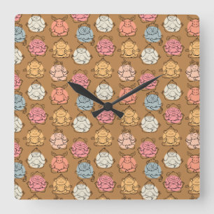 Yoga poses pattern Yoga seamless pattern 43 Square Wall Clock