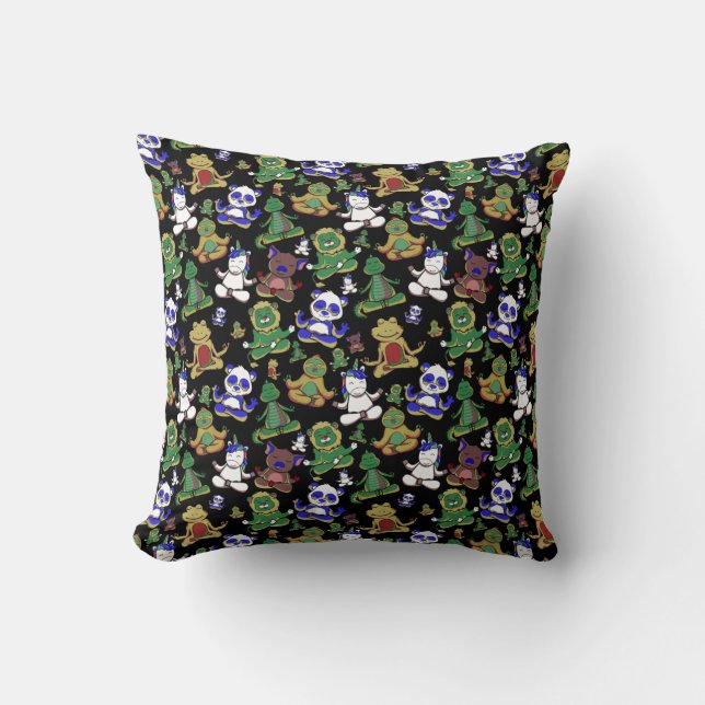 Yoga poses pattern | Yoga seamless pattern 45 Cushion (Front)