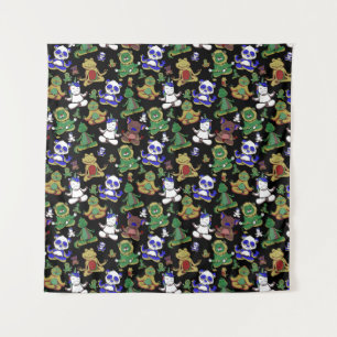 Yoga poses pattern Yoga seamless pattern 45 Tapestry