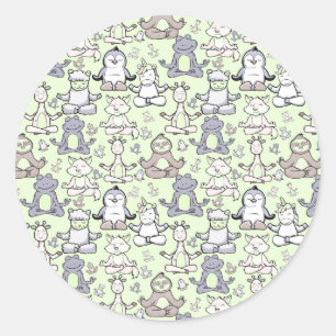 Yoga poses pattern Yoga seamless pattern 46 Classic Round Sticker