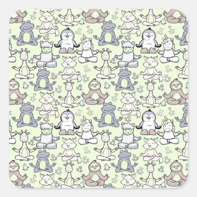 Yoga poses pattern | Yoga seamless pattern 46 Square Sticker (Front)