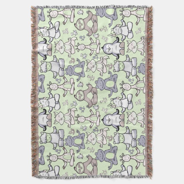 Yoga poses pattern | Yoga seamless pattern 46 Throw Blanket (Front Vertical)
