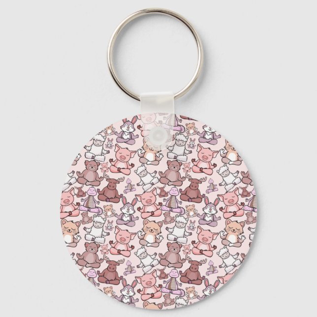 Yoga poses pattern | Yoga seamless pattern 48 Key Ring (Front)