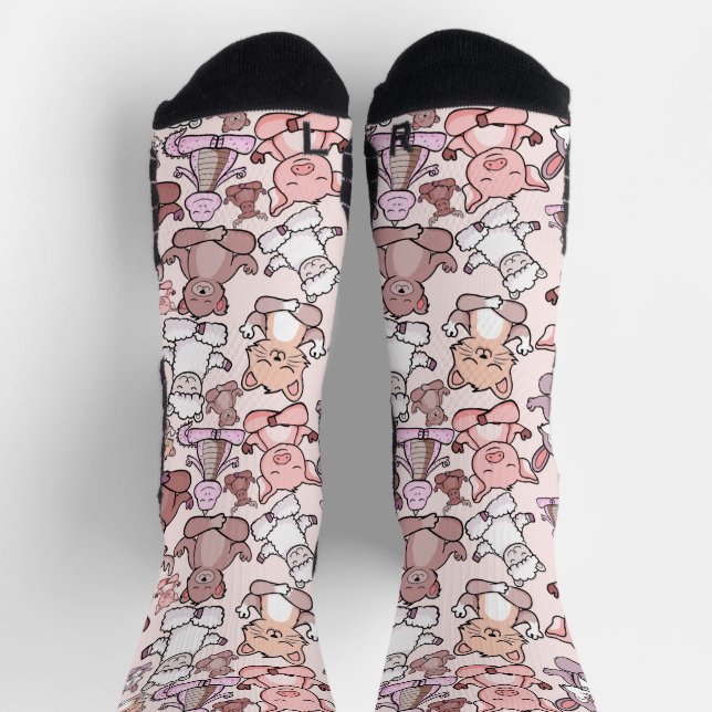 Yoga poses pattern | Yoga seamless pattern 48 Tape Socks (Top)
