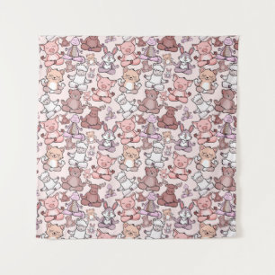 Yoga poses pattern   Yoga seamless pattern 48 Tapestry