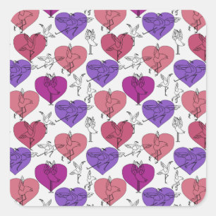 Yoga poses pattern Yoga seamless pattern 4 Square Sticker