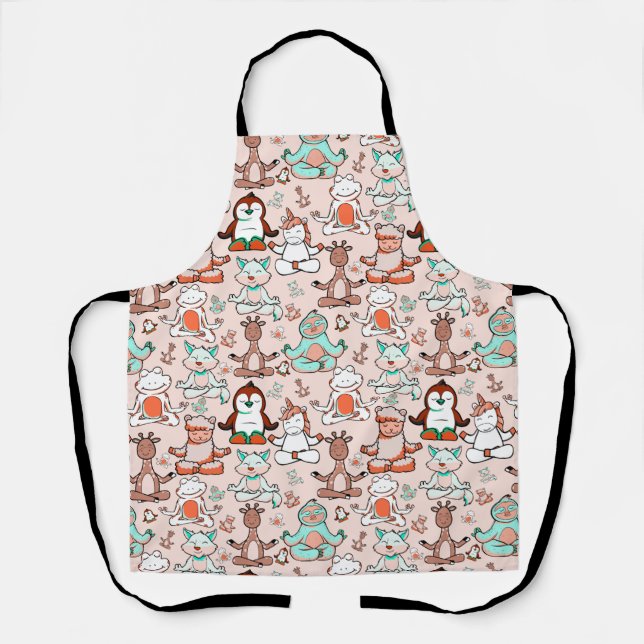 Yoga poses pattern | Yoga seamless pattern 51 Apron (Front)