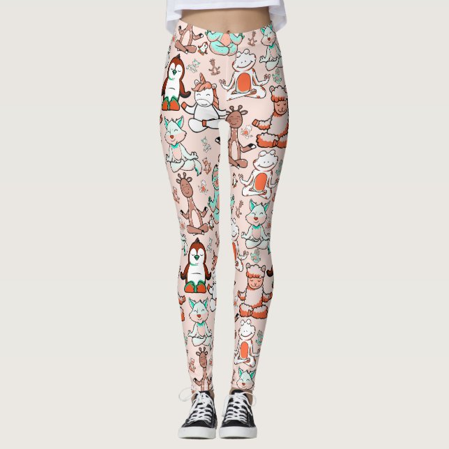 Yoga poses pattern | Yoga seamless pattern 51 Leggings (Front)