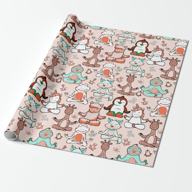 Yoga poses pattern | Yoga seamless pattern 51 Wrapping Paper (Unrolled)