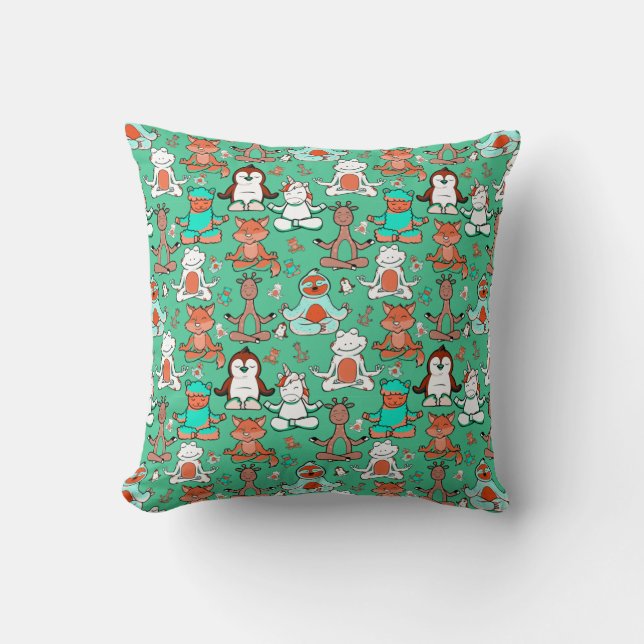 Yoga poses pattern | Yoga seamless pattern 53 Cushion (Front)