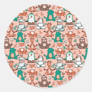Yoga poses pattern Yoga seamless pattern 54 Classic Round Sticker