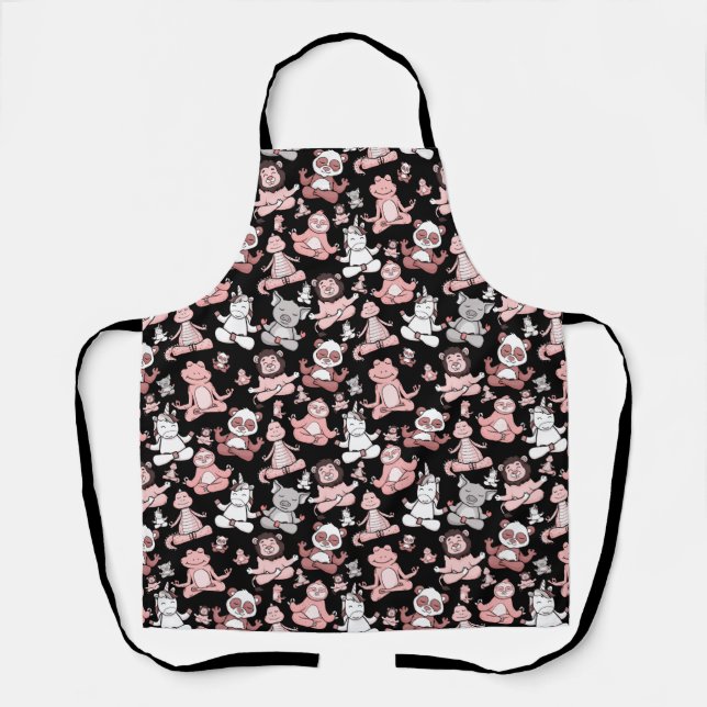 Yoga poses pattern | Yoga seamless pattern 55 Apron (Front)