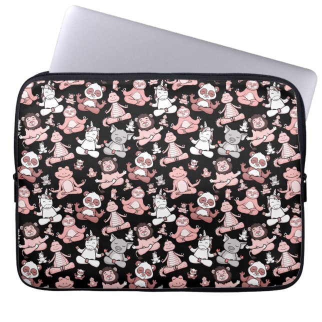 Yoga poses pattern | Yoga seamless pattern 55 Laptop Sleeve (Front)
