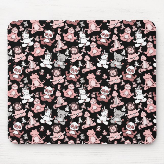Yoga poses pattern | Yoga seamless pattern 55 Mouse Mat (Front)