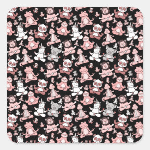 Yoga poses pattern Yoga seamless pattern 55 Square Sticker