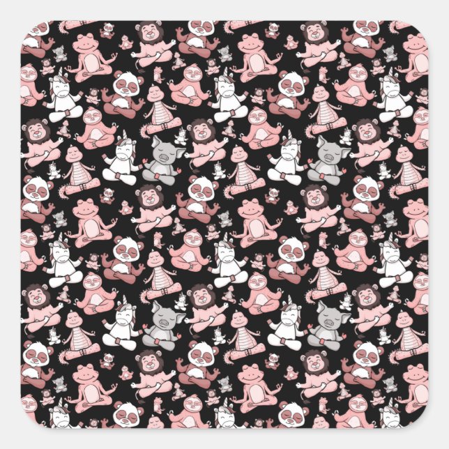 Yoga poses pattern | Yoga seamless pattern 55 Square Sticker (Front)