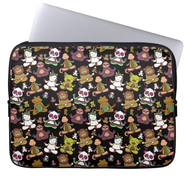 Yoga poses pattern | Yoga seamless pattern 57 Laptop Sleeve (Front)