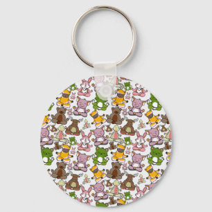 Yoga poses pattern Yoga seamless pattern 58 Key Ring