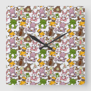 Yoga poses pattern   Yoga seamless pattern 58 Square Wall Clock