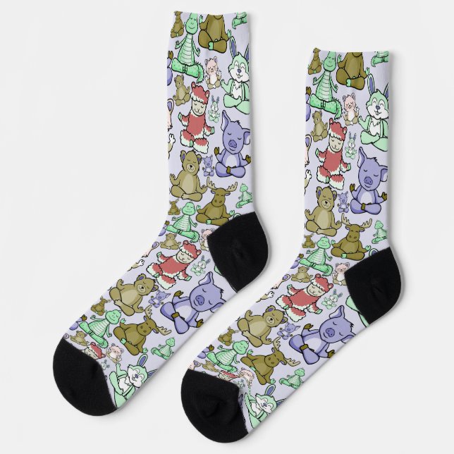 Yoga poses pattern | Yoga seamless pattern 60 Thro Socks (Left)