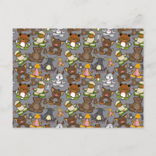 Yoga poses pattern   Yoga seamless pattern 61 Postcard