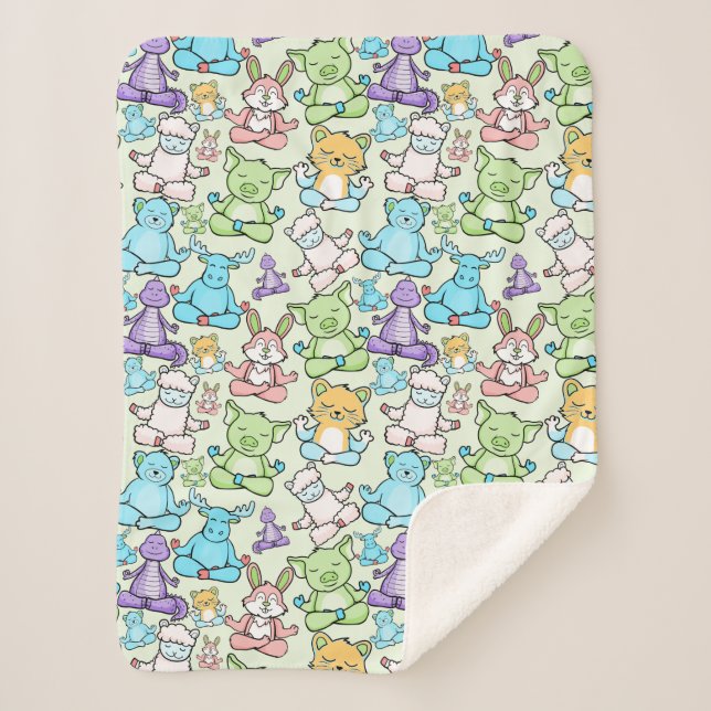 Yoga poses pattern | Yoga seamless pattern 63 Sherpa Blanket (Front)