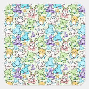Yoga poses pattern Yoga seamless pattern 63 Square Sticker