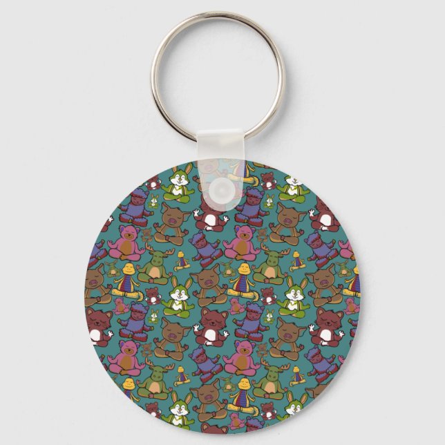 Yoga poses pattern | Yoga seamless pattern 65 Key Ring (Front)