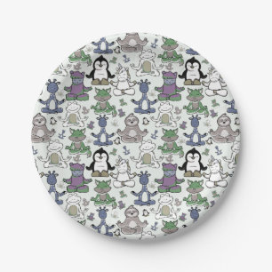 Yoga poses pattern   Yoga seamless pattern 66 Paper Plate