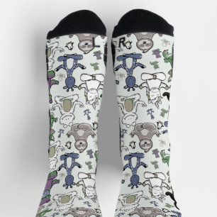 Yoga poses pattern Yoga seamless pattern 66 Post Socks