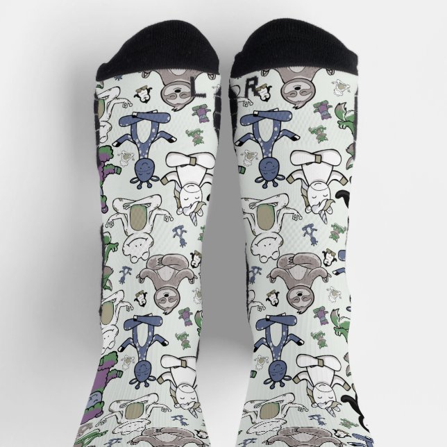 Yoga poses pattern | Yoga seamless pattern 66 Post Socks (Top)