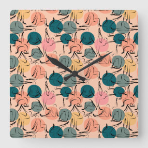 Yoga poses pattern Yoga seamless pattern 6 Square Wall Clock
