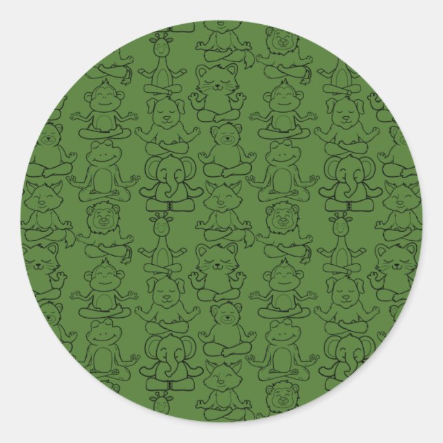 Yoga poses pattern | Yoga seamless pattern 8 Classic Round Sticker (Front)