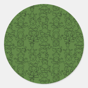 Yoga poses pattern Yoga seamless pattern 8 Classic Round Sticker