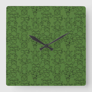 Yoga poses pattern Yoga seamless pattern 8 Square Wall Clock