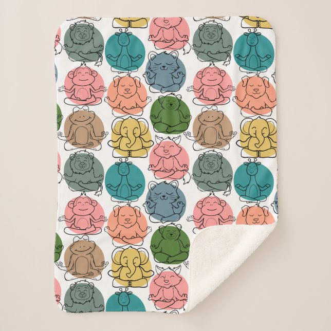 Yoga poses pattern | Yoga seamless pattern 9 Sherpa Blanket (Front)