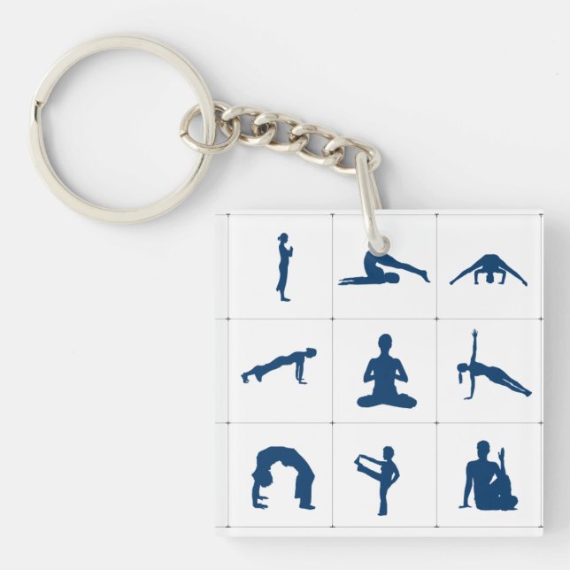 Yoga Poses & Positions Zen & Meditation Key Ring (Front)