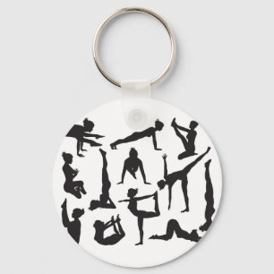 Yoga poses silhouettes key ring
