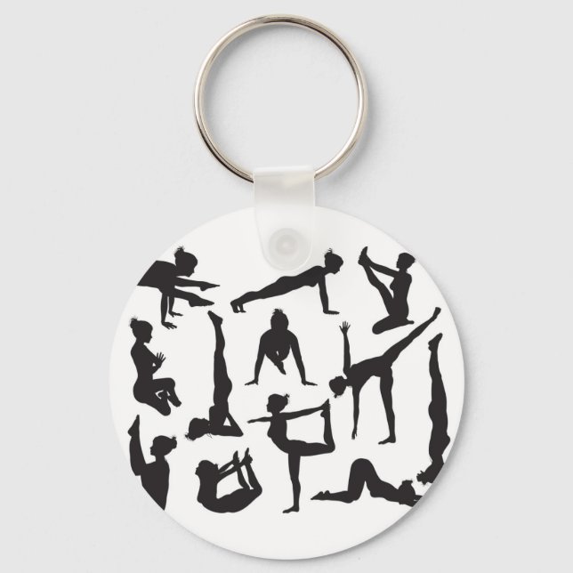 Yoga poses silhouettes key ring (Front)