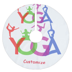 Yoga Poses Silhouettes Thunder_Cove Brushed Polyester Tree Skirt