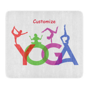 Yoga Poses Silhouettes Thunder_Cove Cutting Board