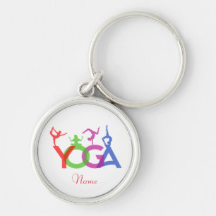 Yoga Poses Silhouettes Thunder_Cove Key Ring